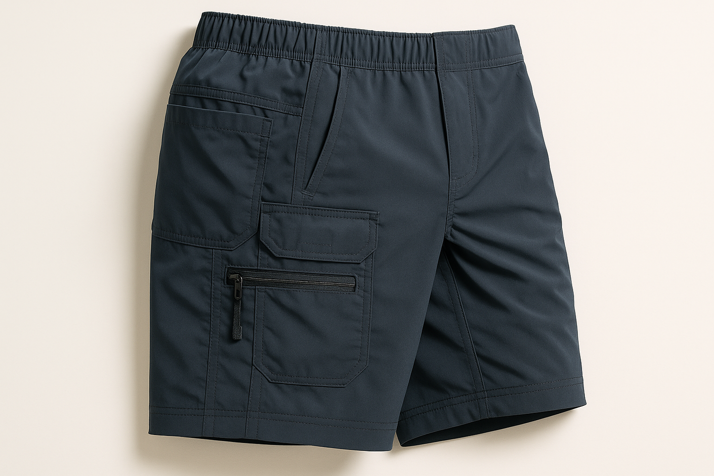 Fast-dry shorts with utility pockets and reinforced hem.
• Quick dry • Hidden secure zip pocket